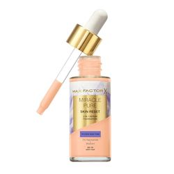 Max Factor Miracle Pure Skin Reset Serum Foundation, 00-10 Very Fair, 2-in-1 Serum Formula, Healthy Looking Skin, Medium Coverage, Satin Matte Finish, 2% Niacinamide, Dermatologically Tested, 30ml
