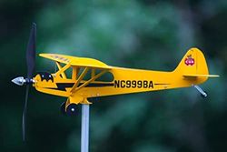 Thyggzjbs Piper J3 Cub Girouette en Forme d'avion 3D Unique et Magique en métal pour extérieur, Sculpture cinétique pour Cour/Jardin/décoration, Cadeaux pour Les Amateurs de vol