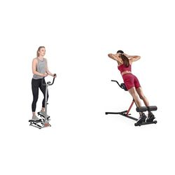 Twister Stepper Machine, Height Adjustable Stepper w/Handlebars & LCD Monitor + Unisex's Station-SF-BH620062 Hyperextension Roman Chair with Dip Station, Black, One Size