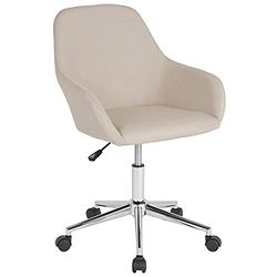 Flash Furniture Cortana Home - Silla de Oficina con Respaldo Medio, plástico de Metal de Espuma, Tela Beige, Juego de 1