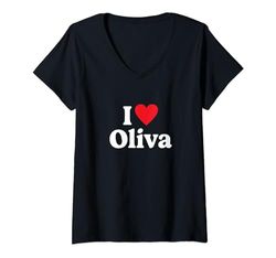 Mujer I love Oliva Camiseta Cuello V