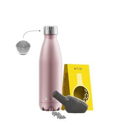 FLSK Unisex – Adultos Gen2 – Juego de botellas de agua con cuentas y tapa, 500 ml, oro rosa