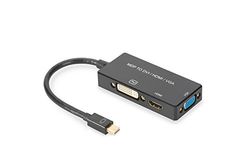 ASSMANN Mini DisplayPort grafische adapter, mDP naar DVI-D + HDMI type A + VGA, 4K Ultra HD 60Hz, zwart