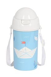 Safta Presescuela Ship - Bottiglia di apertura automatica, con cannuccia, bottiglia d'acqua, senza BPA, con tracolla, comoda e leggera, 500 ml, 7,3 x 19,5 cm, colore: blu, blu, Estándar, Casual