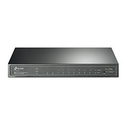 PoE+ switch met 8 gigabit- en 2 SFP-poorten, ideaal voor lokale netwerken en het beheer van aangesloten apparaten zoals camera's en toegangspunten.