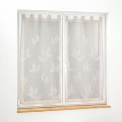 Douceur d'Intérieur, Pair of Straight Loops (2 x 60 x 120 cm) Berry Taupe, Embroidered Sandy Voile