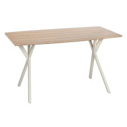 Mesa de Comedor 140 x 80 x 76 cm Natural Metal Crema DMF