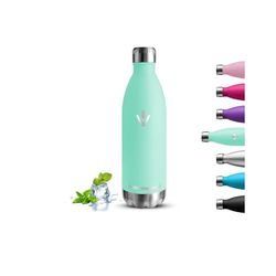 Drinkfles, 1 liter, thermosfles, BPA-vrij, roestvrijstalen waterfles, lekvrij, thermosfles, 18/8 roestvrij staal, voor fitness, reizen, hardlopen, wandelen, kamperen