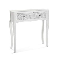 Versa Anjali wąski mebel do przedpokoju lub korytarza, nowoczesny stolik konsolowy, z 2 szufladami, wymiary (wys. x dł. x szer.) 80 x 25 x 80 cm, drewno, kolor: biały