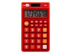 Calcolatrice leadercarta tasca xf11 8 cifre solari e batterie colore rosso 115x65x8 mm