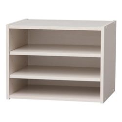 Iris Ohyama, Petit meuble de rangement, Table de chevet, Meuble d'appoint, Table de nuit, 3 étagères ajustables tous les 3.2 cm, Solide, Bureau, Chambre, Salon - Stack Box STB-400T - Chêne Blanc