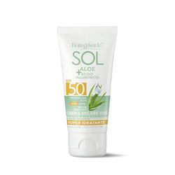 Bottega Verde - SOL Aloe e Acido Ialuronico, Crema Solare Viso, 50 ml, SPF 50, Idratante, Arricchita con Succo di Aloe Iperfermentato e Acido Ialuronico, Protezione Alta, per Tutti i Tipi di Pelle