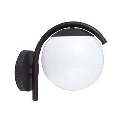 V-TAC VT-1150 Portalampada E27 sfera Opale e lampada da giardino colore Nero 200mm IP44-10420