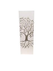DRW Paraguero arbol de la Vida Blanco Metal 15.5x15.5x49 cm con Gancho para Paraguas pequeños y Bandeja recogeaguas