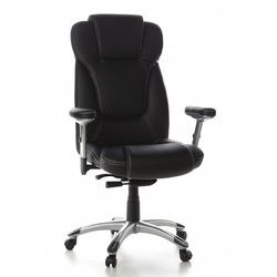hjh OFFICE 668740 Sillón de Oficina Embassy 200 Cuero Negro, Silla giratoria, Asiento Grande, Acolchado Suave, Reposabrazos Ajustables