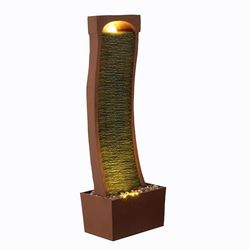 Teamson Home Fuente de Agua en Pizarra Curva Rojo LED Interior Exterior