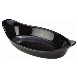 Genware Stoneware Black Oval Eared Dish 6.5inch / 16.5cm - Case of 6