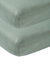 Lote de 2 lençóis ajustáveis Meyco Baby Uni para o berço (lençol de jersey macio, 100 % algodão, dimensões: 70 x 140 cm), pedra verde