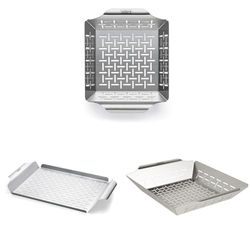 Weber Cesta Peque a Para Verduras, 6481 + Weber Style 6435 Professional-Grade Grill Pan + Weber 6434, Cesta Para Verduras Acero Inoxidable