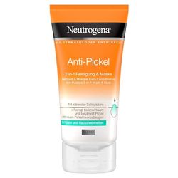 Neutrogena Anti-Pimple Facial Cleanser, 2-in-1 Cleansing and Mask with Salicylic Acid for Blemished Skin, Oil-Free, 150 ml