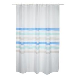 MSV Rideau de Douche Polyester SEAUVILLE Pastel 180x200cm QUALITÉ Premium Bleu & Blanc - Anneaux Inclus
