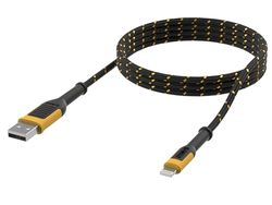Dewalt USB A to Lightning® Reinforced Charging Cable 1.8m (6ft) Reinforced Kevlar® (withstands repeated bending and flexing) For Extra Long Life Span