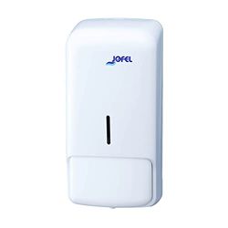 Jofel - Distributeur de savon mural, rechargeable avec savon liquide de 0,85 l, distributeur de savon de bain, corps en ABS résistant, Azure AC80050, Blanc