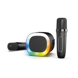 R-MUSIC – KaraDUO – compleet karaoke-pakket – 2 draadloze karaoke-microfoons + draagbare draadloze RGB-luidspreker – Bluetooth 5.0, AUX-poort en micro-SD-aansluiting – 5 stemvervormingseffecten + 3