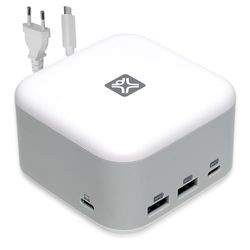 XtremeMac X-Cube Pro USB-C Docking Station (130 W), concentrador 6 en 1 para MacBook y portátiles, Cargador, USB-C 100 W, USB-A, HDMI 4K, Ethernet,