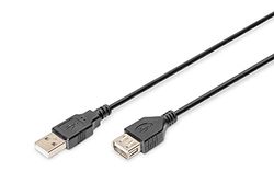 DIGITUS USB 2.0-förlängningskabel - 3,0 m - USB A (Pl) till USB A (Ut) - 480 Mbit/s - USB-kompatibel - Svart