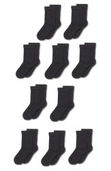 Amazon Essentials Meias compridas de algodão unissexo para criança, 10 pares, preto, 6-7 anos