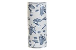 DONREGALOWEB Porte-Parapluie Rond en Porcelaine de Couleur Blanche et Motifs Bleus, 44,5 cm de Alto x 19,5 cm de diámetro