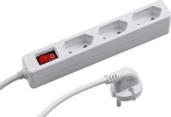 Meister 7430140 - Extensão de tomada (3 tomadas, cabo de 1,4 m, cabo de plástico, IP20 para interiores, interruptor extraplano, tomada europeia, tomada de distribuição) Weiß