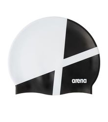 Arena Icons Team Stripe - Gorro de natación Unisex de Silicona para Mujeres y Hombres, Entrenamiento intensivo, Carreras, cómodo, Antideslizante, Pelo Largo, Diamante, Blanco/Negro