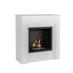 STONES HOME FURNITURE, Caminetto a Bioetanolo da Parete, Senza Fumo, Bruciatore in Acciaio da 1,5 l, Durata Fiamma 3 ore, Modello Family, Colore Bianco e Nero, 96 x 35 x h 96 cm