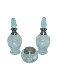 DONREGALOWEB DRW - Conjunto de toucador de vidro e metal em prata