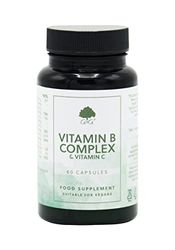 Vitamin B Complex & C - Non-Acidic Vitamin C - 60 Vegan Capsules - Non-GMO, Made in The UK by G&G Vitamins