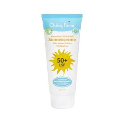 Childs Farm Zonnecrème voor kinderen en baby's, zeer hoge bescherming met SPF 50+, waterbestendig, UVA- en UVB-bescherming, 100 ml. Geschikt voor droge, gevoelige of ook tot eczeem neigende huid