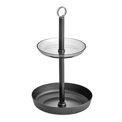 iDesign Austin Accessory, Two Makeup Stand, Tiered Tray Crafted from Plastic and Metal, Matte Black, 15.2 cm in diameter x 25.6 cm