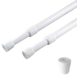 Confezione da 2 aste per tende regolabili da 71 a 100 cm, diametro 5/8", colore bianco, aste piccole e corte espandibili a molla per finestre, bagno, armadi, cucina