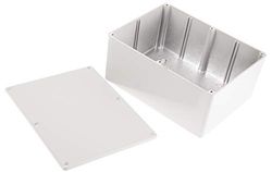 RS PRO Boîtier en aluminium gris - Dimensions extérieures : 165,8 x 127,3 x 76,3 mm