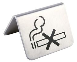 APS 00572 Set di 2 tende da tavolo, ciascuna di circa 5,5 x 5 cm, altezza 3,5 cm, acciaio inox, lettering doppia faccia - non fumare - 2 pc in regalo in cartone, con perforazione Euro,