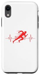 Custodia per iPhone XR Silhouette Run Design, grafica della maratona, corsa a battito cardiaco
