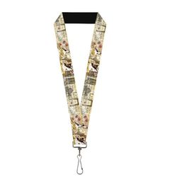 Buckle-Down Unisex-Adult's Lanyard-1.0"-Belle Sketch Poses/Story Script Key Chain, Multicolor, One Size
