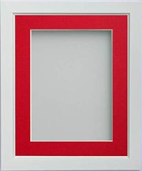 Frame Company Ainsworth Range White 8x8 inch Picture Photo Frame with Red Mount for Image 5x5 inch * Choice of Sizes* Fitted with Real Glass