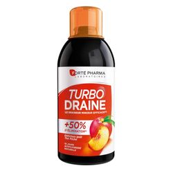 Forté Pharma - TurboDraine Thé Pêche | Draineur Minceur Efficace(1) +50% d'Elimination | Complément Alimentaire à base de Thé Vert | Délicieux Goût Thé Pêche | Flacon 500ml