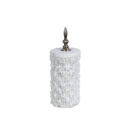 Romimex Beige metalen keramische pot, 12 x 32 x 12 cm