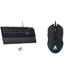 The G-Lab Keyz Carbon Ex - Clavier Mécanique Azerty Switch Bleu - Clavier Gaming Rétroéclairage LED & Kult Helium Souris Gamer Filaire USB - Capteur Optique 800 à 3200 DPI