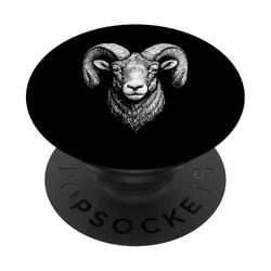 Vintage Big Horned Goat Traveler Outdoor Wildlife Souvenir PopSockets Adhesive PopGrip