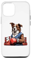 Carcasa para iPhone 12/12 Pro Humor Kickboxing Boxeador Perro Border Collie Anillo Guantes